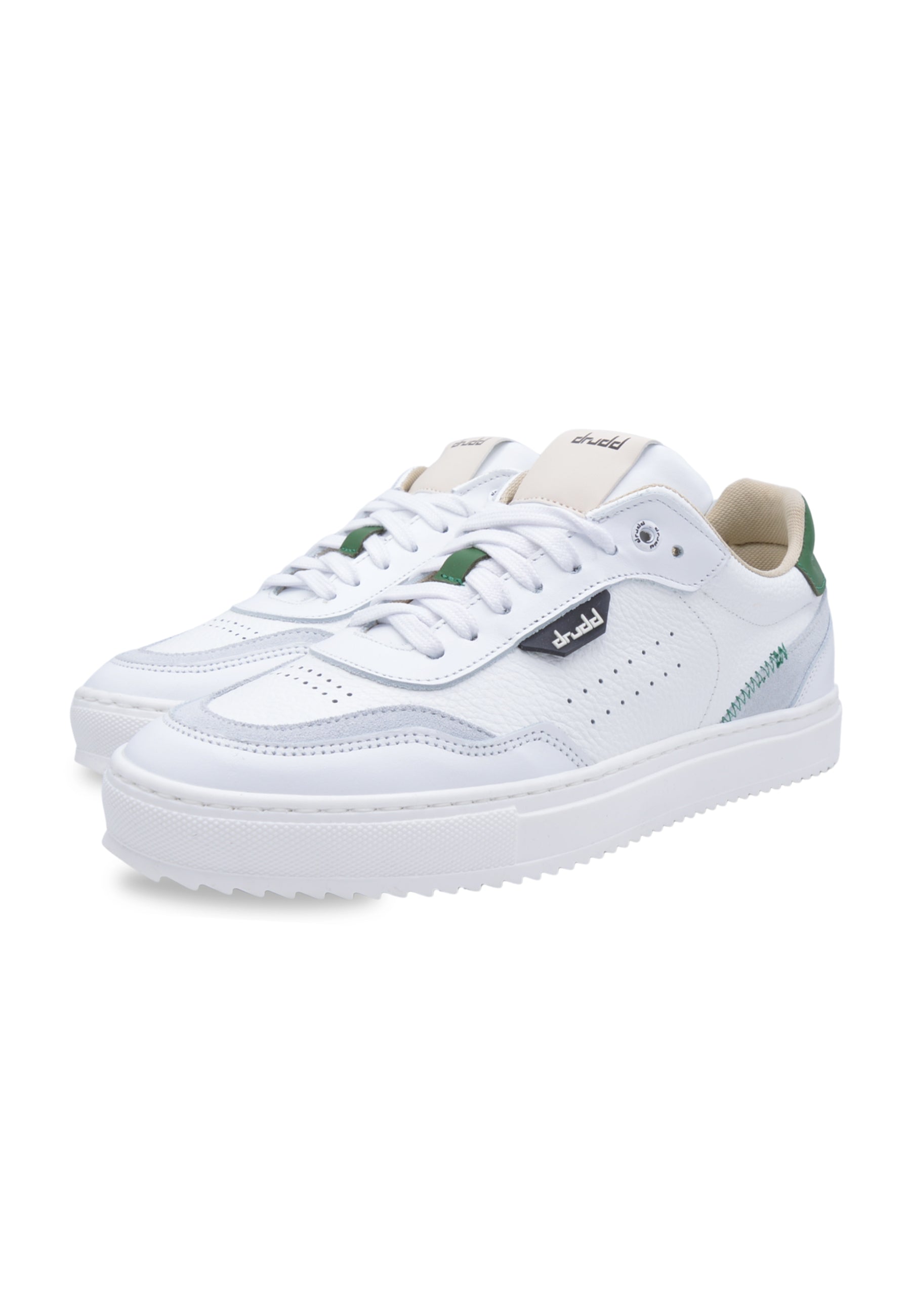 Sneakers in pelle bianca e camoscio verde - D-way