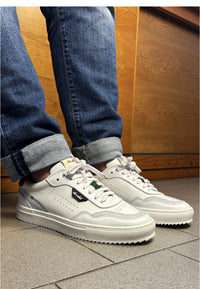 Sneakers in pelle bianca e camoscio verde - D-way