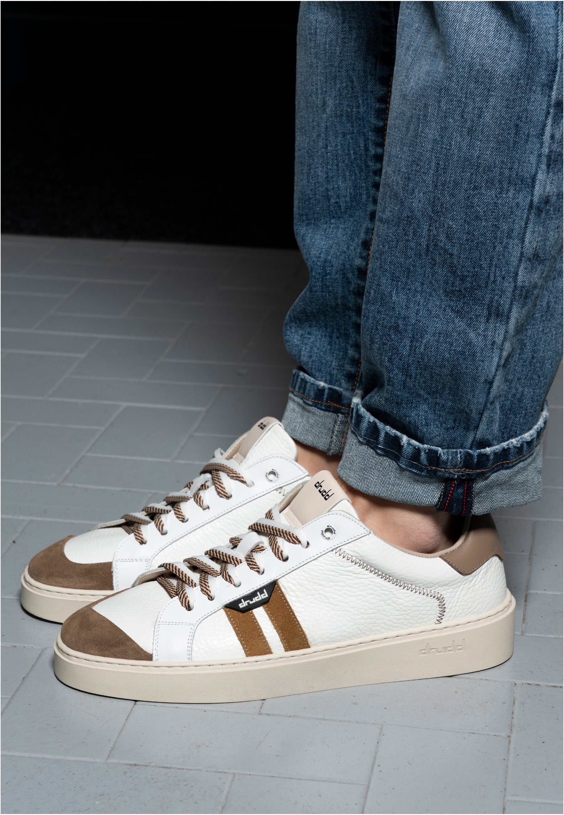 Sneakers in pelle e camoscio white  e beige - D-Ethan