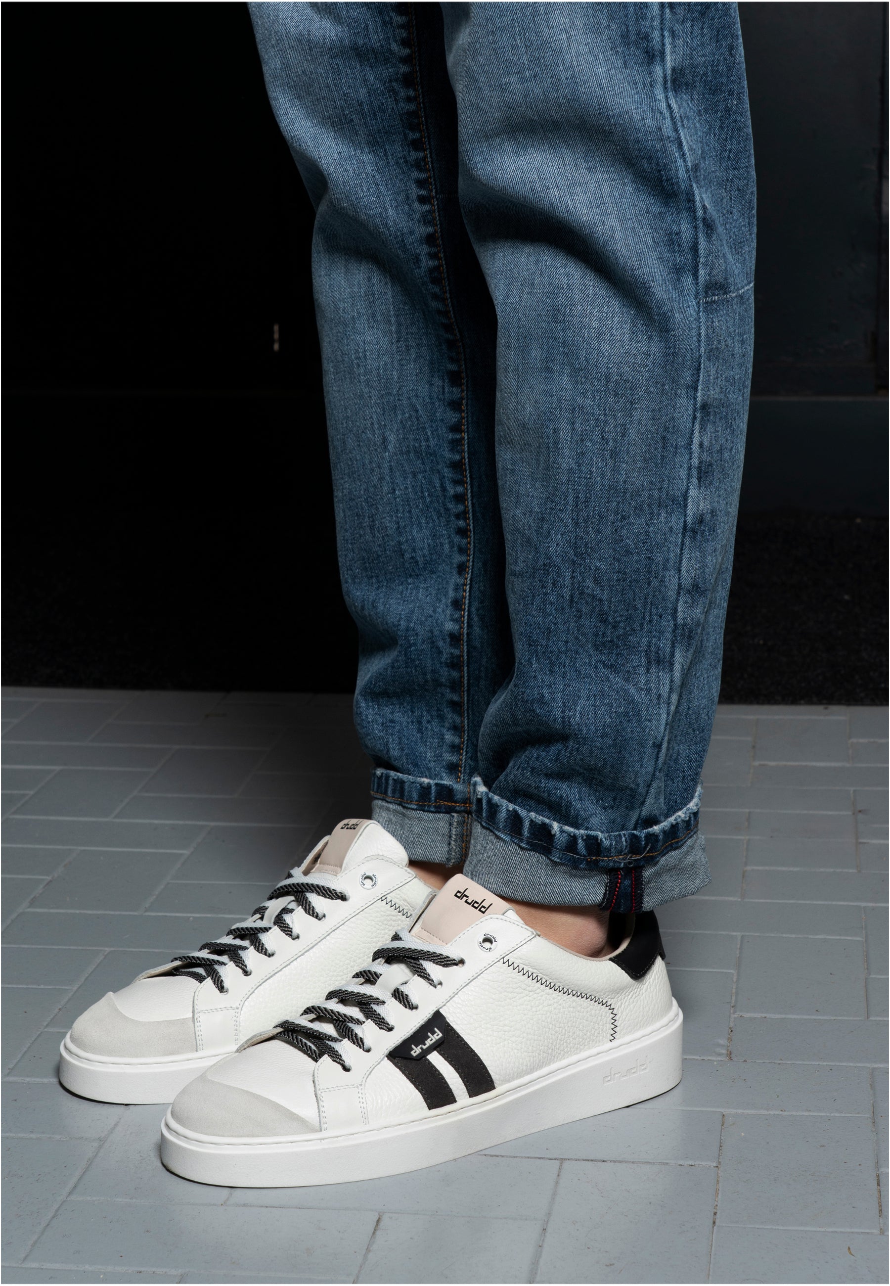 Sneakers in pelle e camoscio white e black - D-Ethan