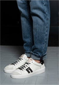 Sneakers in pelle e camoscio white e black - D-Ethan