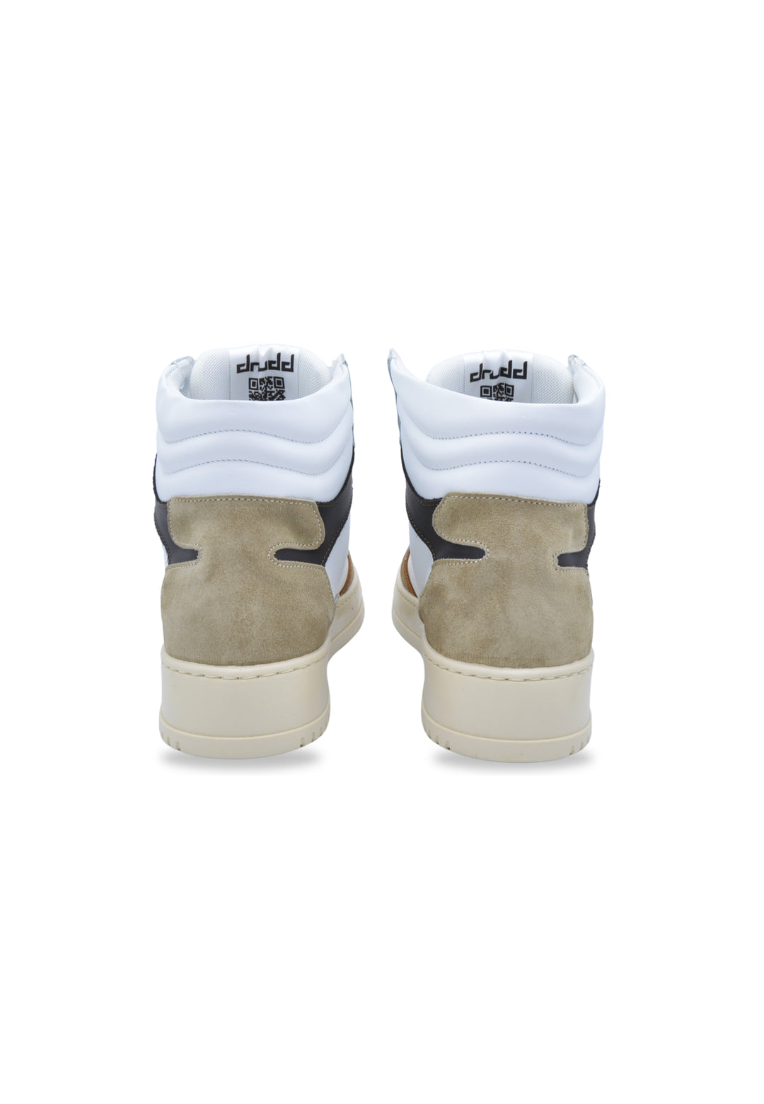 Sneakers alta in pelle  bianca e camoscio cuoio - D-Mark Forest