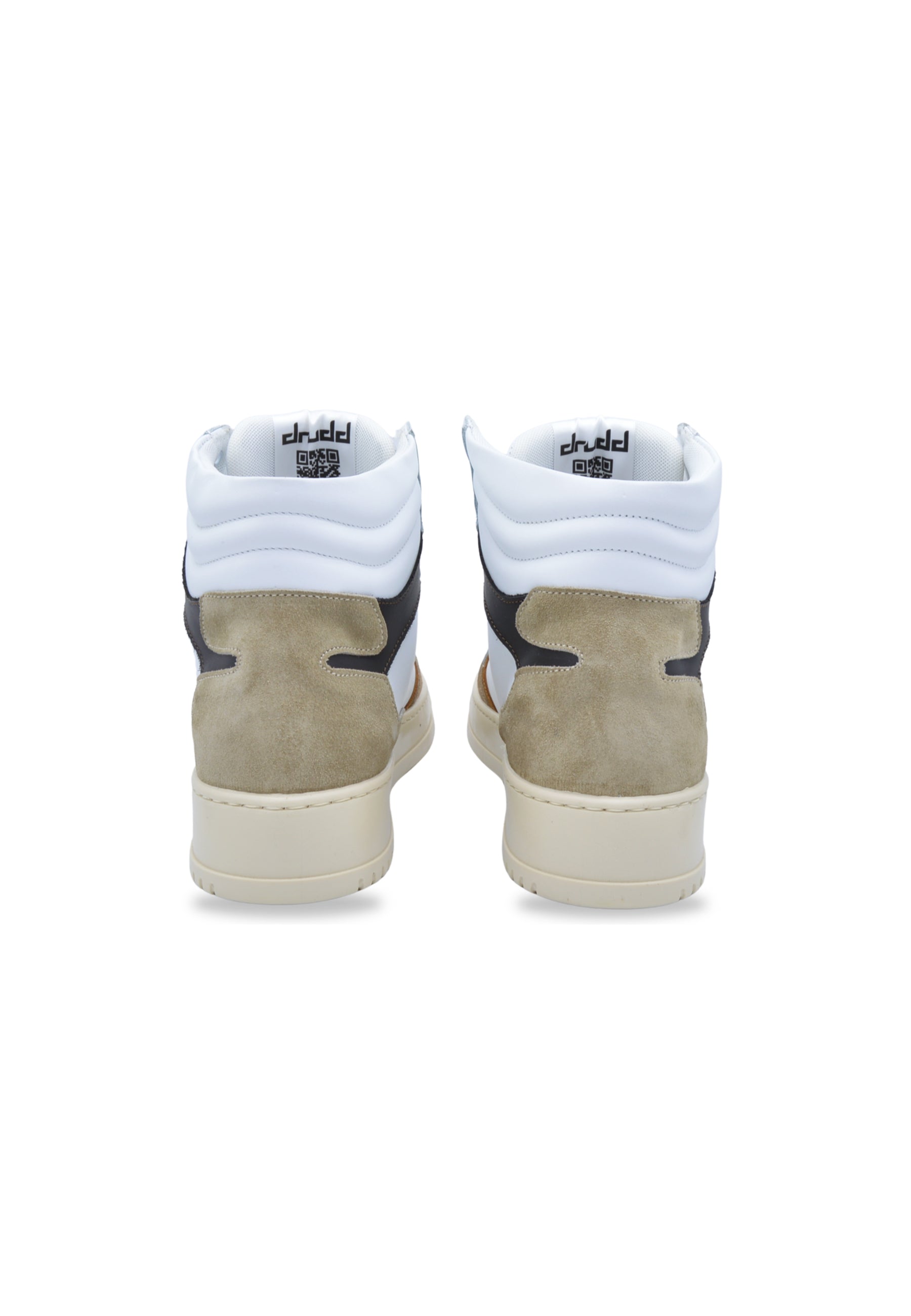 Sneakers alta in pelle  bianca e camoscio cuoio - D-Forest