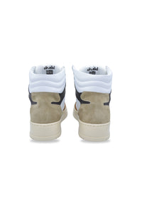 Sneakers alta in pelle  bianca e camoscio cuoio - D-Forest