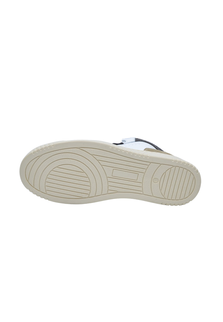 Sneakers alta in pelle  bianca e camoscio cuoio - D-Mark Forest