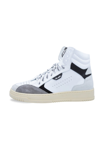Sneakers alta in pelle  bianca e camoscio nero - D-Forest