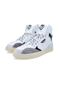 Sneakers alta in pelle  bianca e camoscio nero - D-Forest