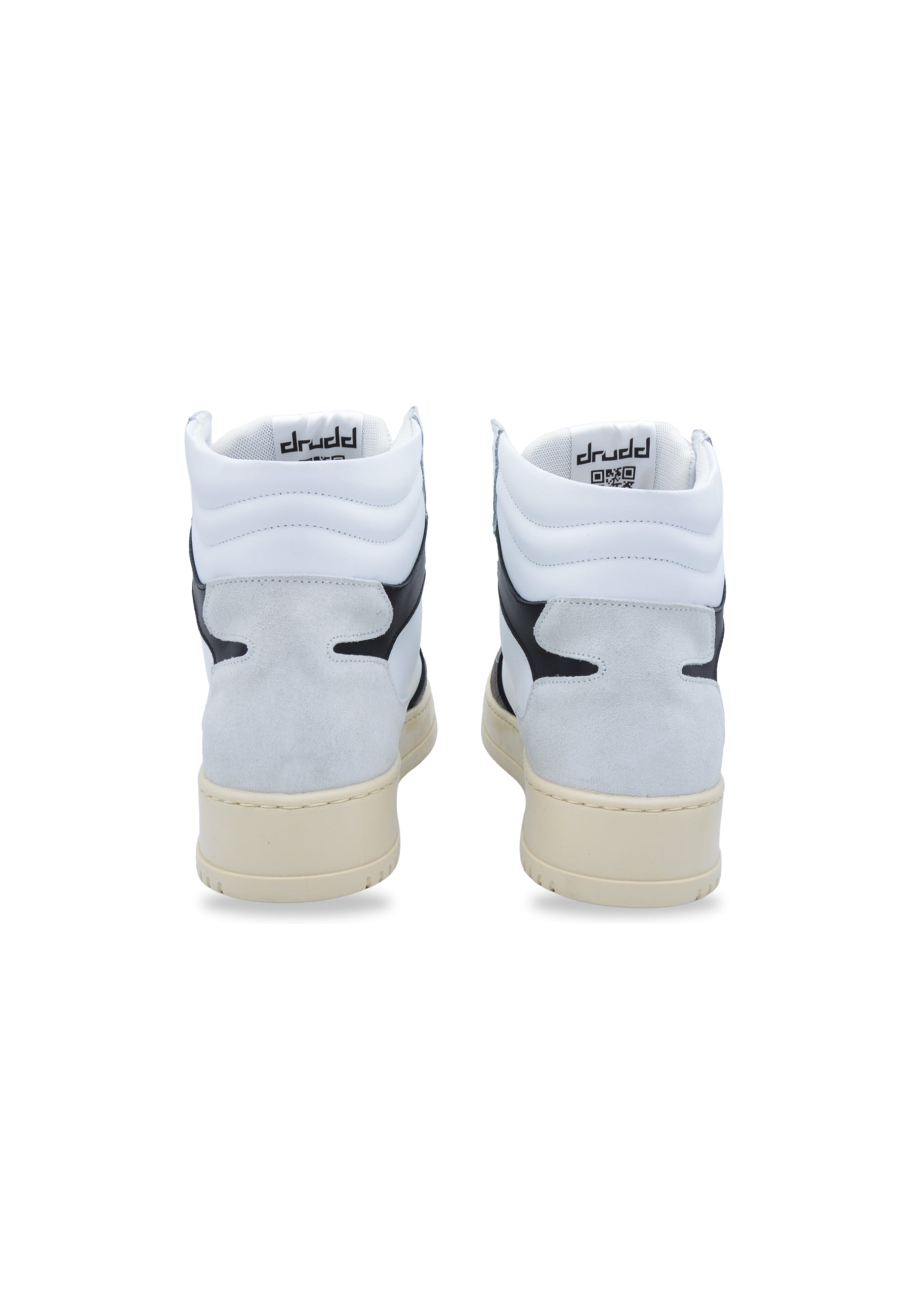 Sneakers alta in pelle  bianca e camoscio nero - D-Forest