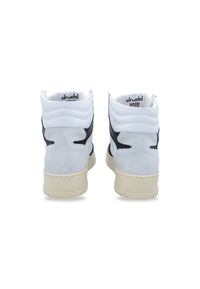 Sneakers alta in pelle  bianca e camoscio nero - D-Forest