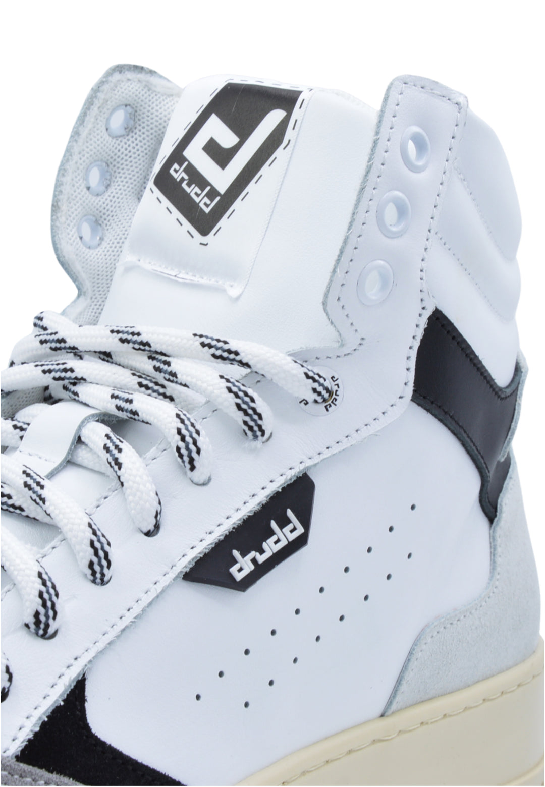 Sneakers alta in pelle  bianca e camoscio nero - D-Mark Forest
