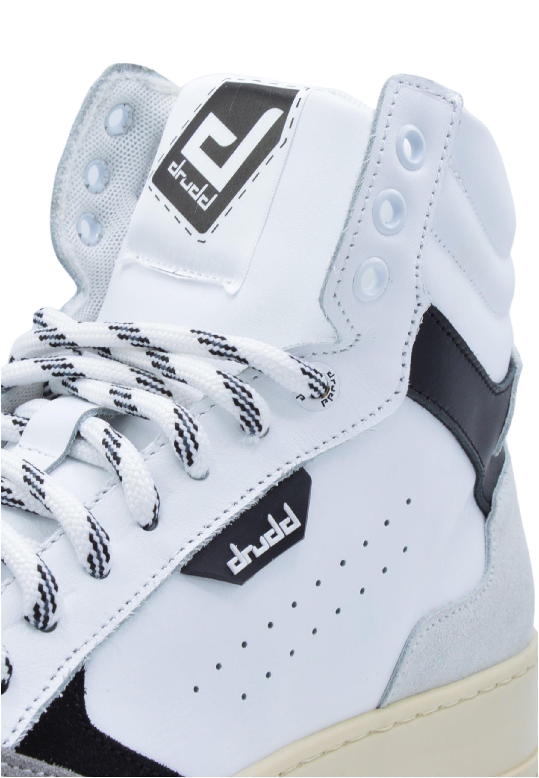 Sneakers alta in pelle  bianca e camoscio nero - D-Forest