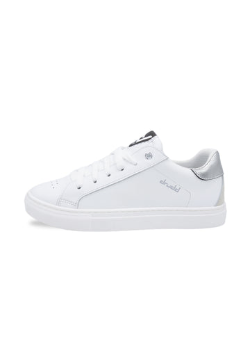 Sneakers Pelle Vitello Bianco e Argento - D-Frida