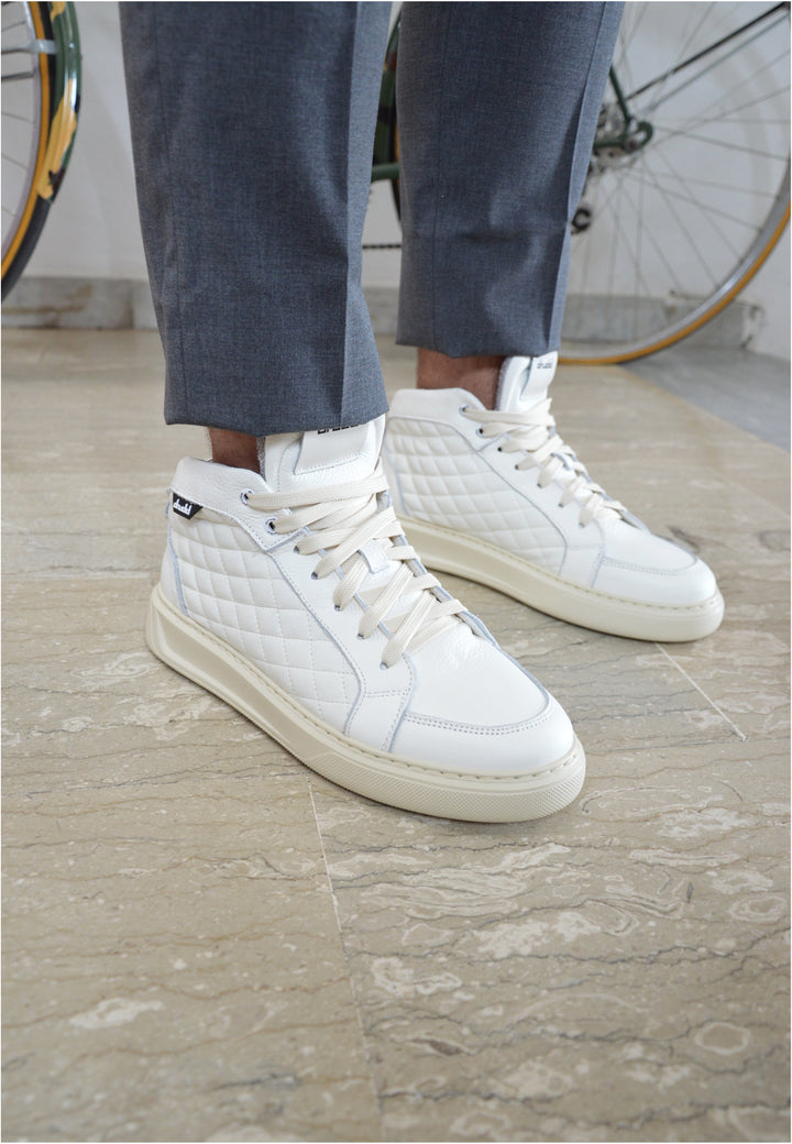 Sneakers in pelle martellata bianca - D-Mark