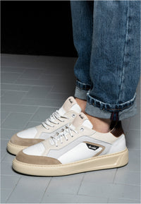 Sneakers in pelle bianca e beige - D-Nathan