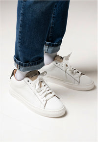 Sneakers Pelle Bottalata Bianca - sabbia - Richard