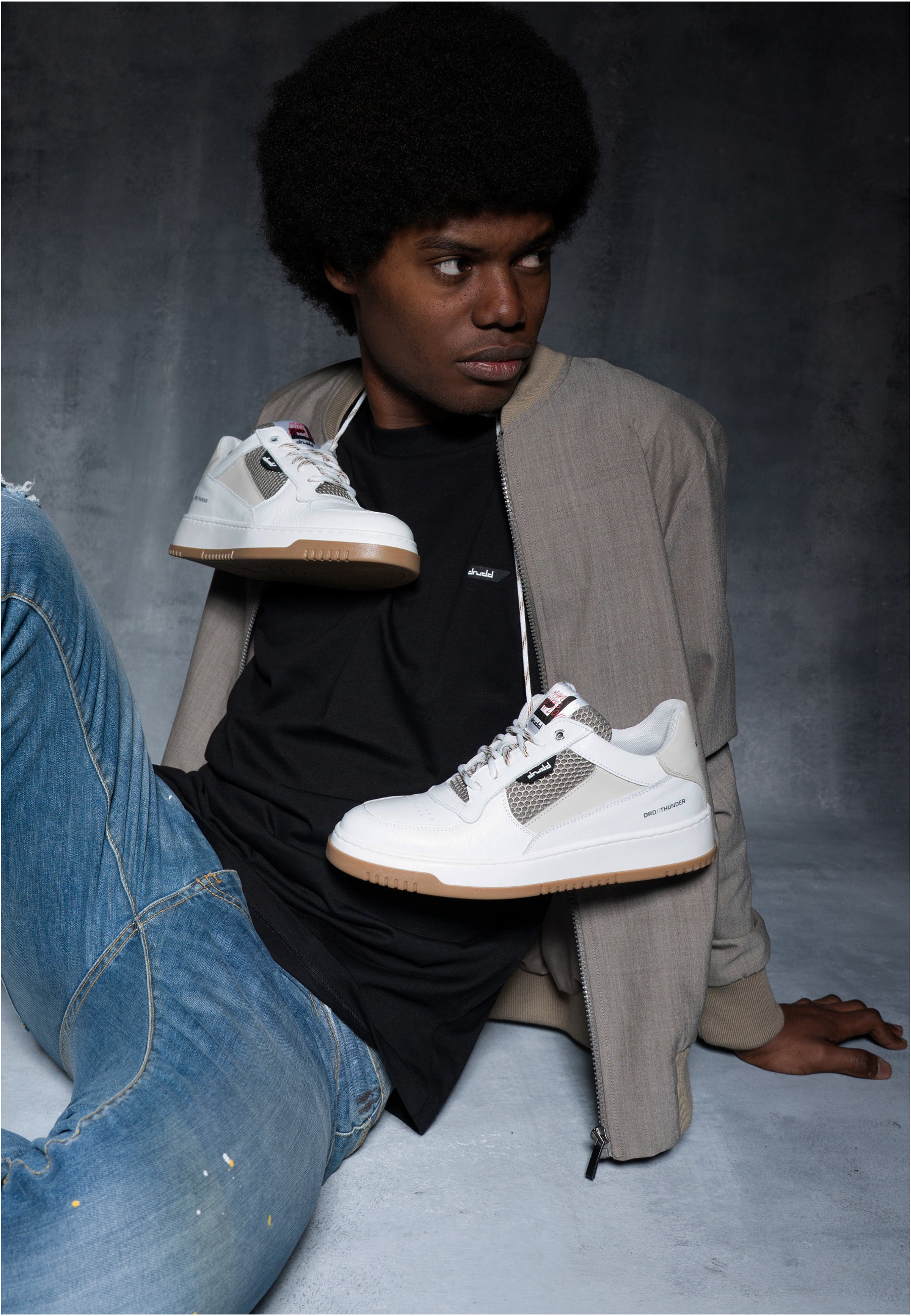 Sneakers in pelle bianca e beige - D-Thunder