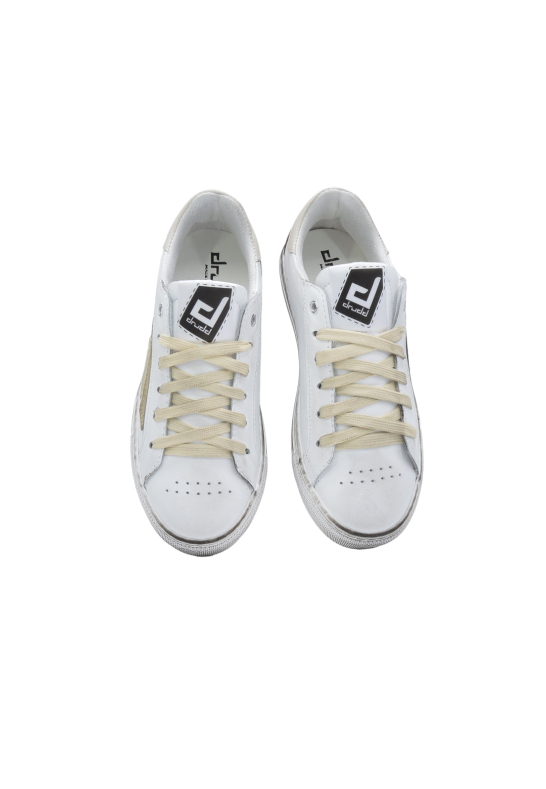 Sneakers Pelle Vitello Bianco e Oro - D-Trini