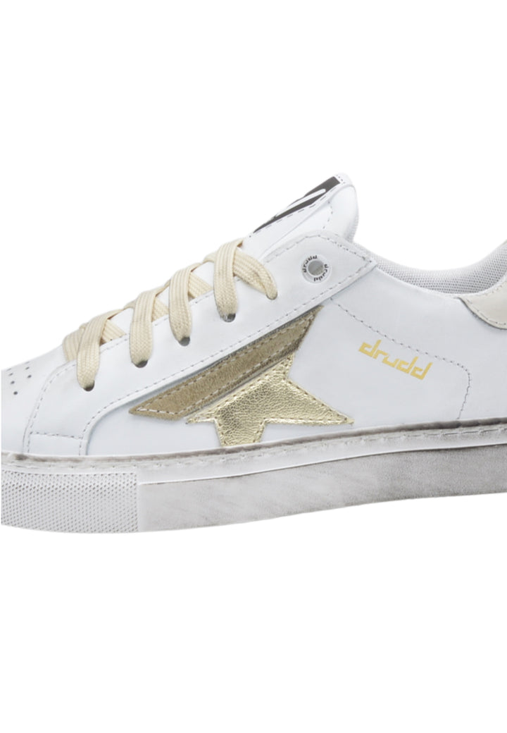 Sneakers Pelle Vitello Bianco e Oro - D-Trini