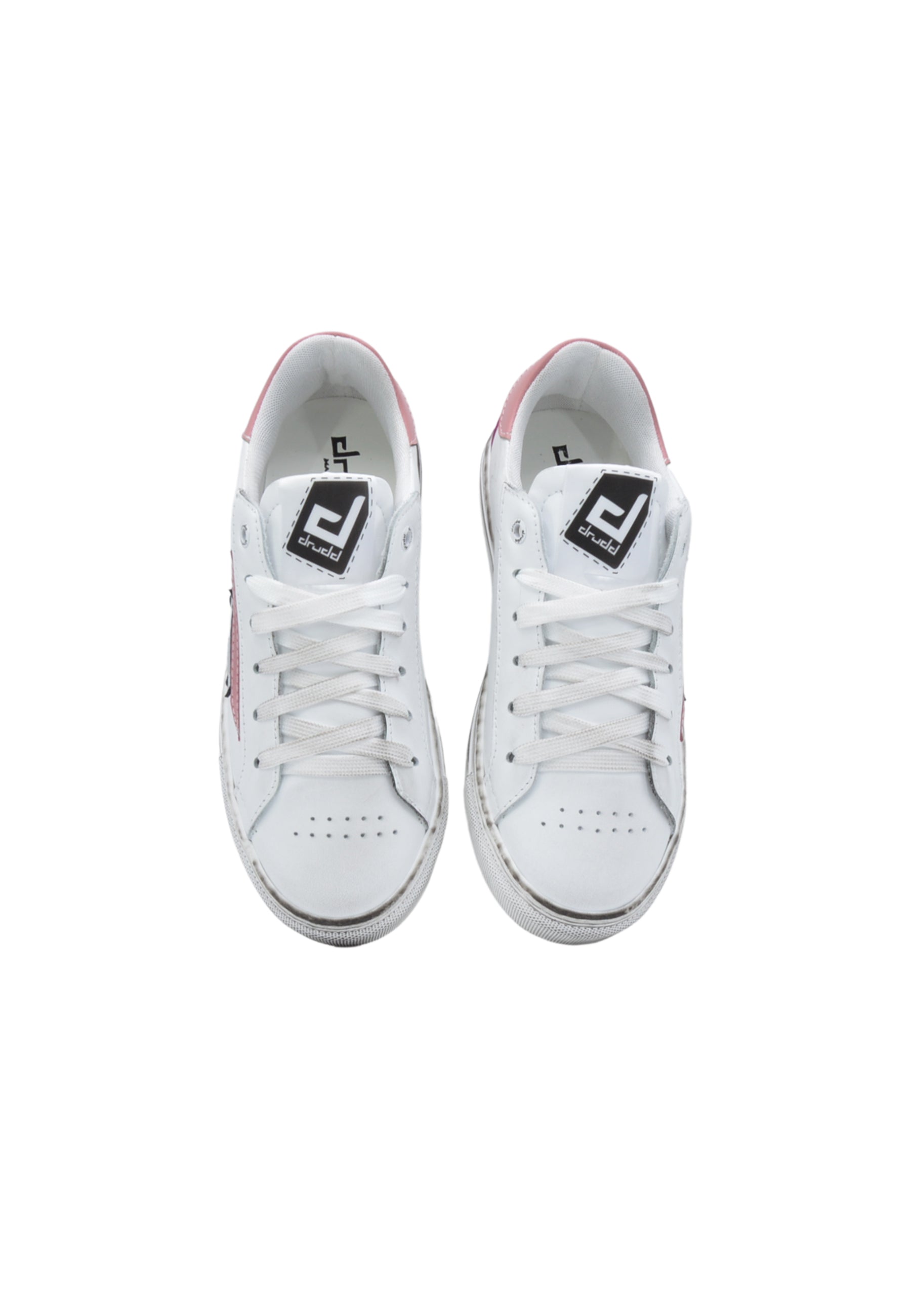 Sneakers Pelle Vitello Bianco e Rosa- D-Trini