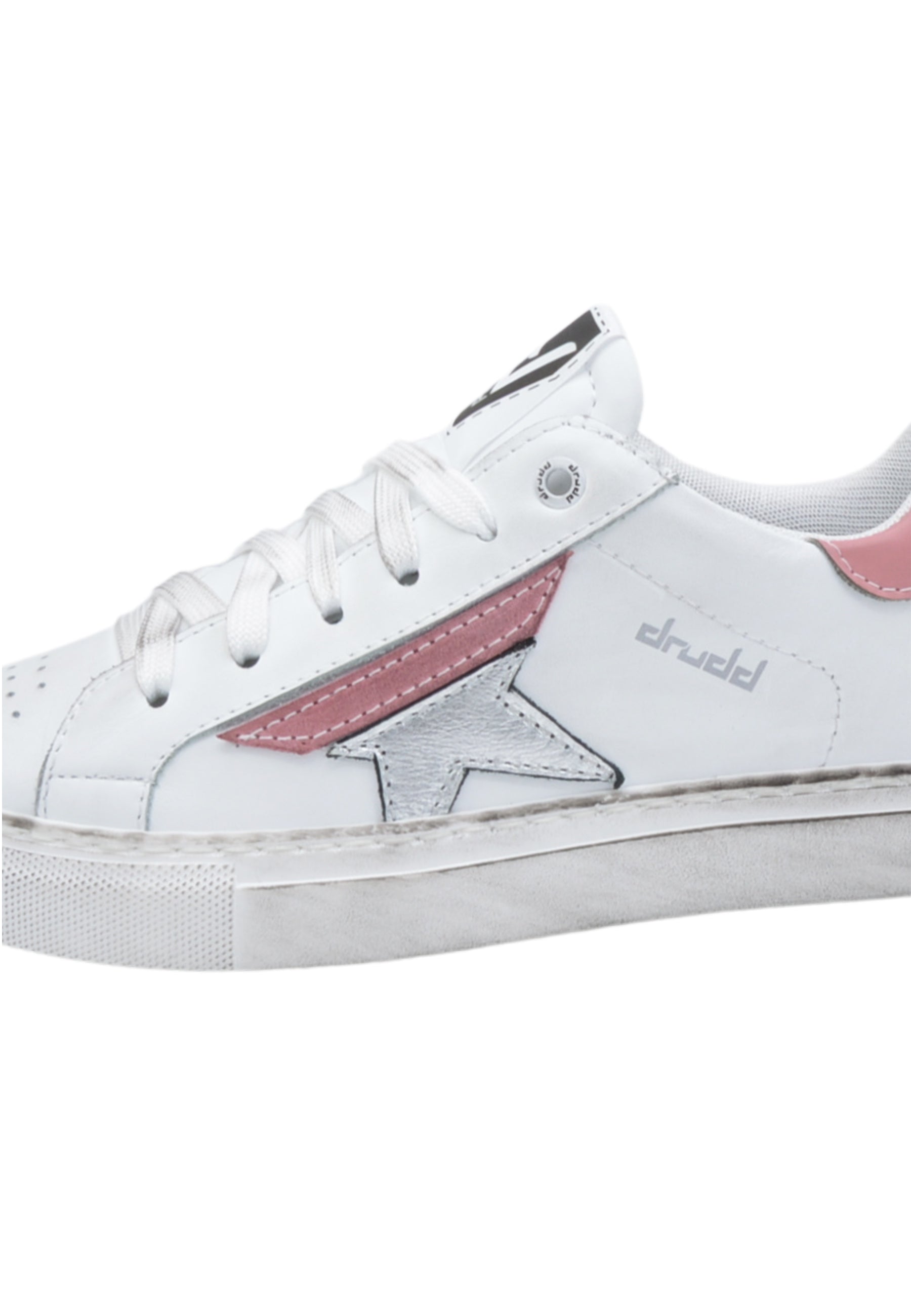 Sneakers Pelle Vitello Bianco e Rosa- D-Trini