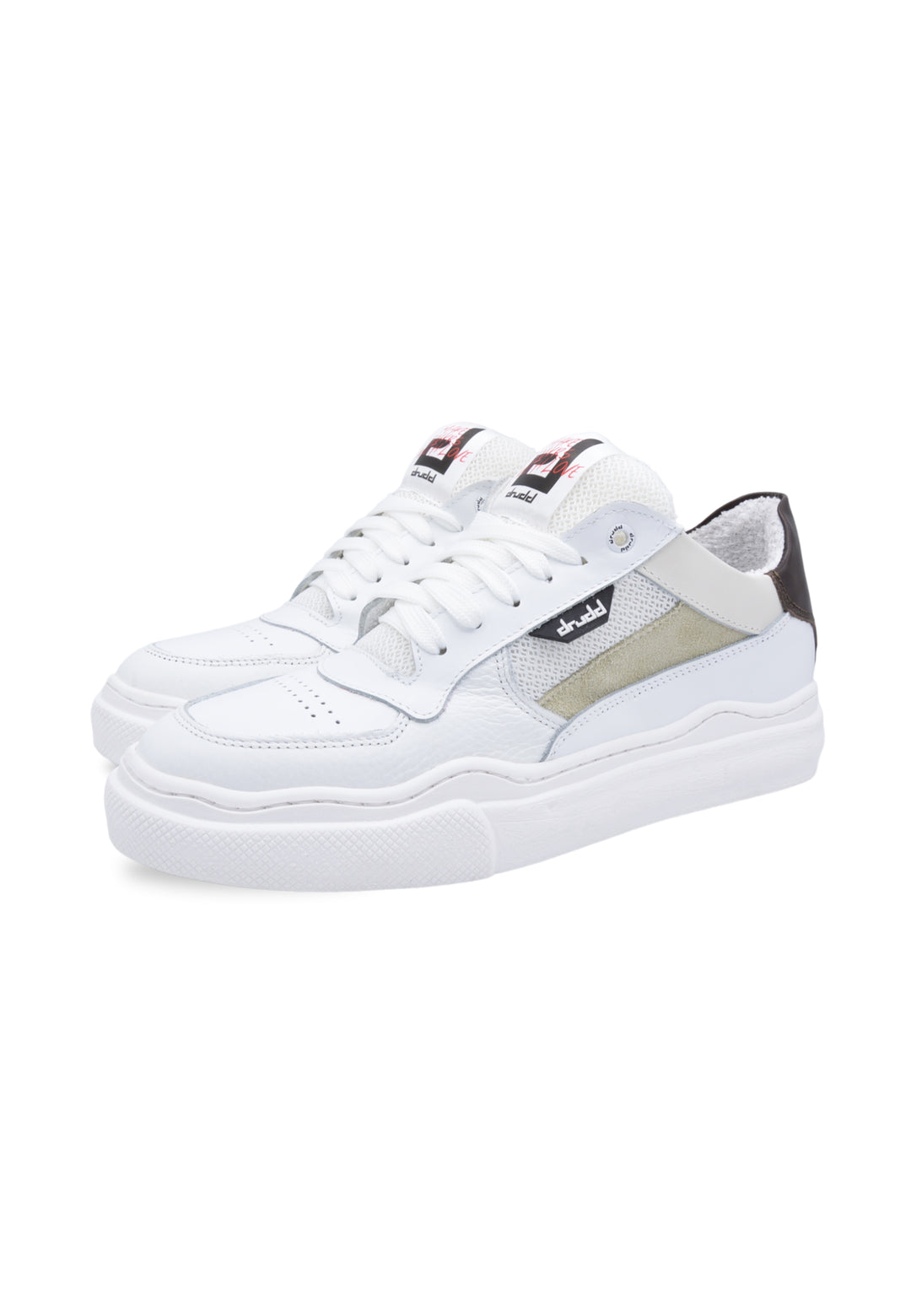 Sneakers in pelle bianca e Marrone - D-Tsunami