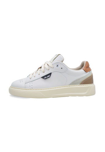 Sneakers in pelle e camoscio off-white  e cognac - D-Ventura