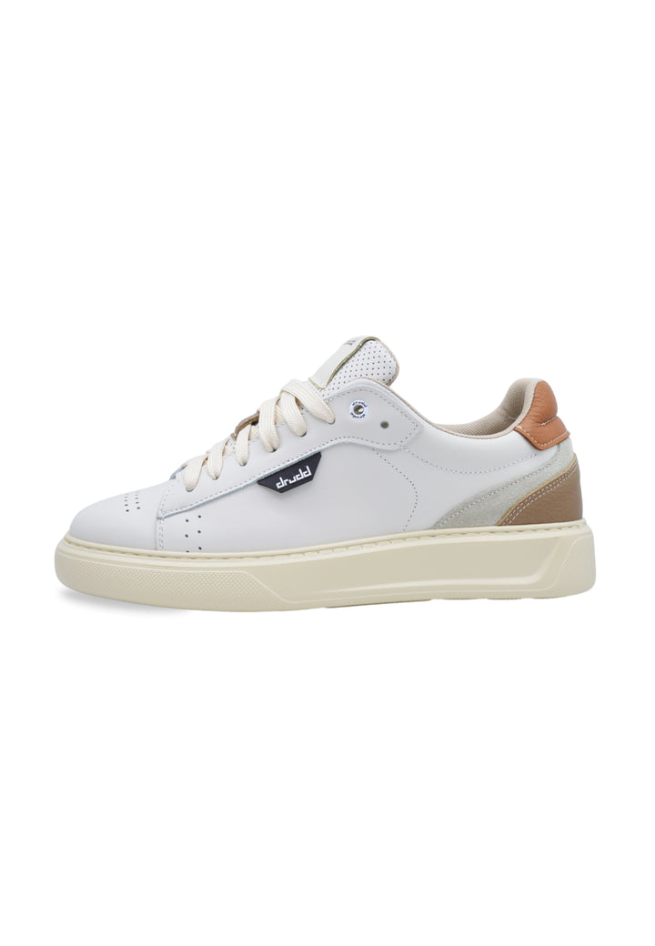 Sneakers in pelle e camoscio off-white  e cognac - D-Ventura