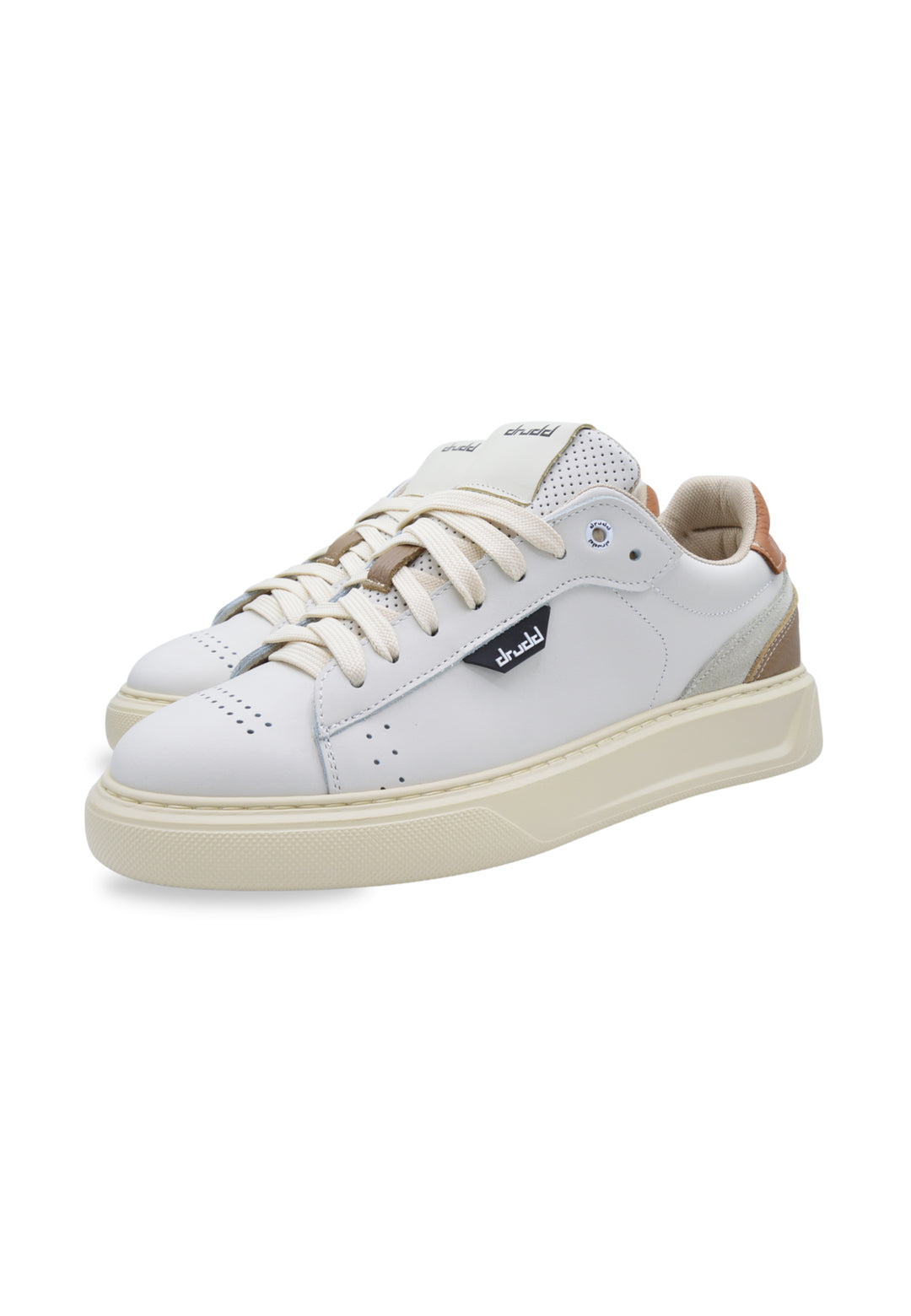 Sneakers in pelle e camoscio off-white  e cognac - D-Ventura