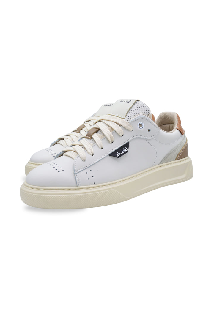 Sneakers in pelle e camoscio off-white  e cognac - D-Ventura