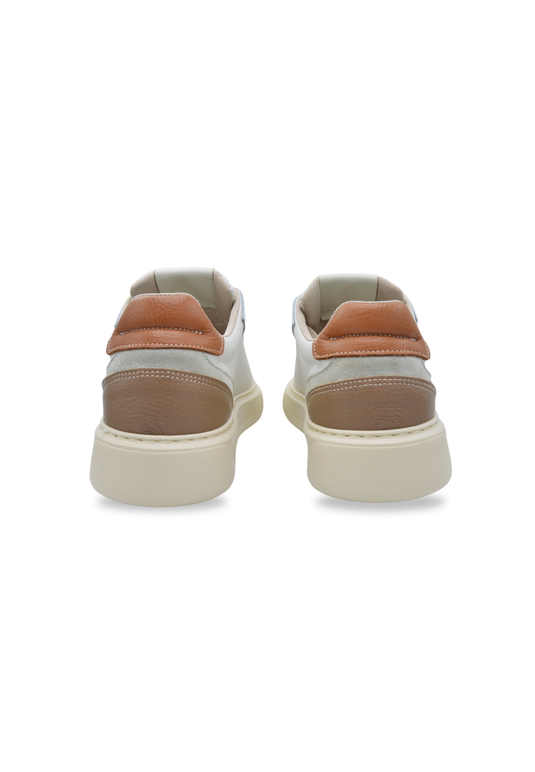 Sneakers in pelle e camoscio off-white  e cognac - D-Ventura