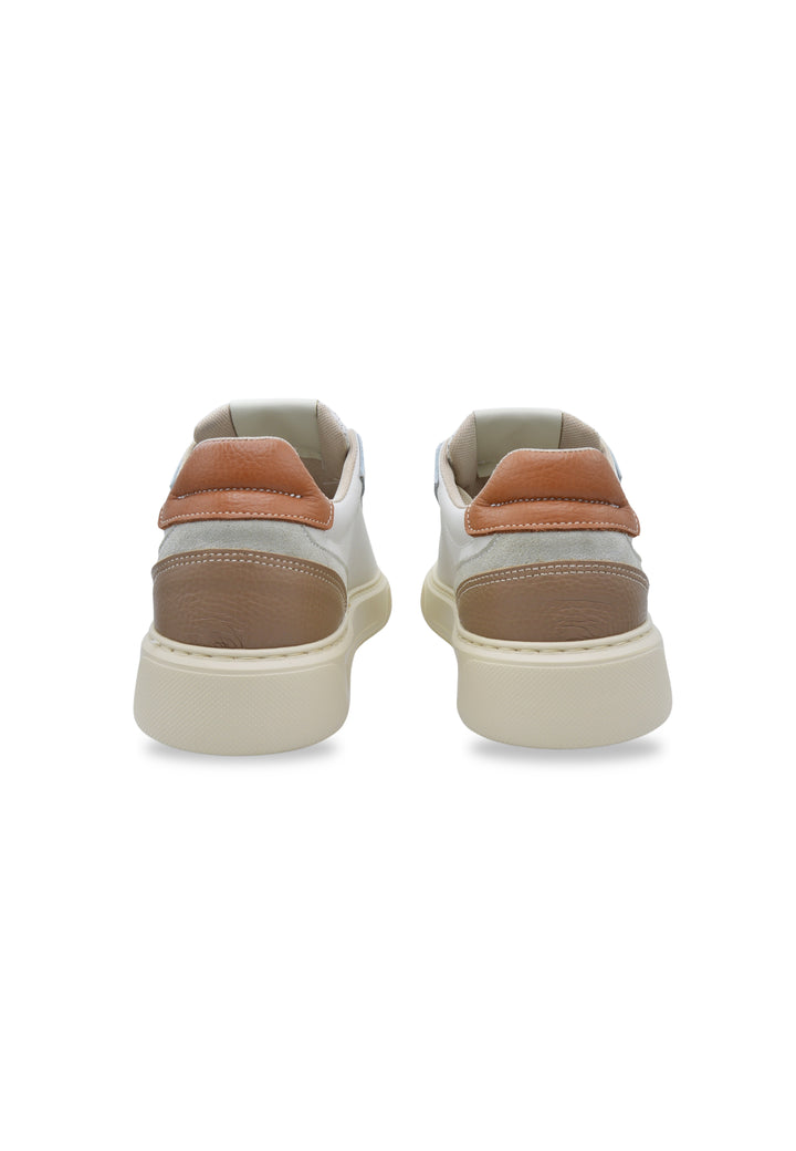 Sneakers in pelle e camoscio off-white  e cognac - D-Ventura