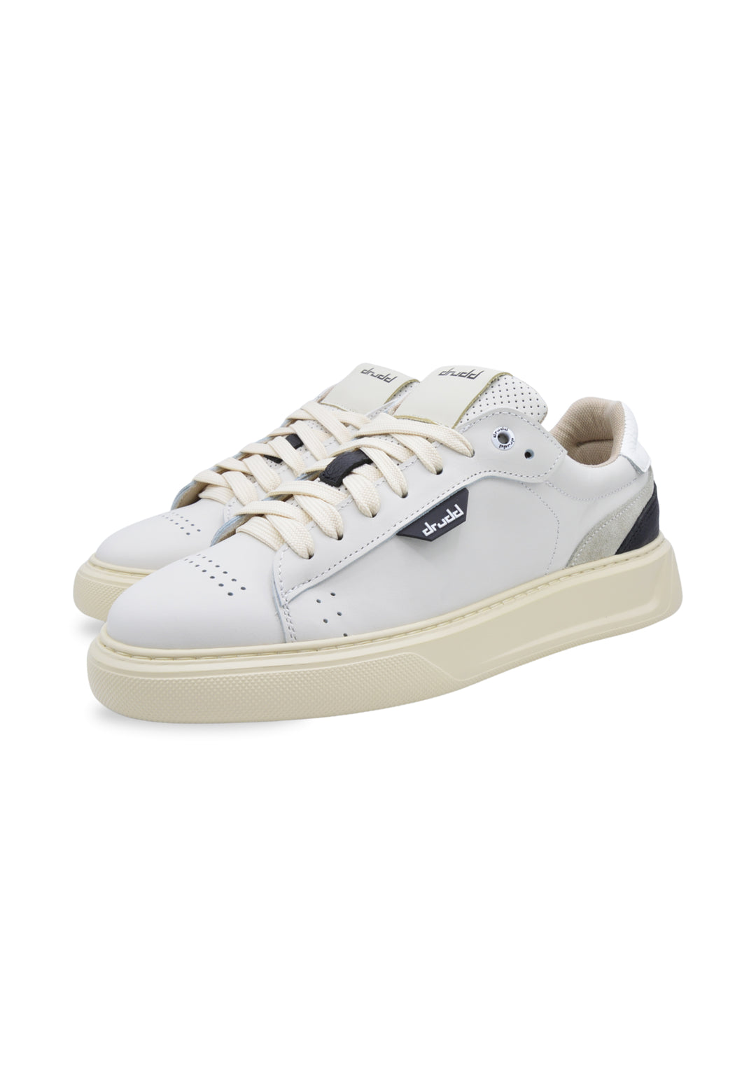Sneakers in pelle e camoscio off-white  e nero - D-Ventura