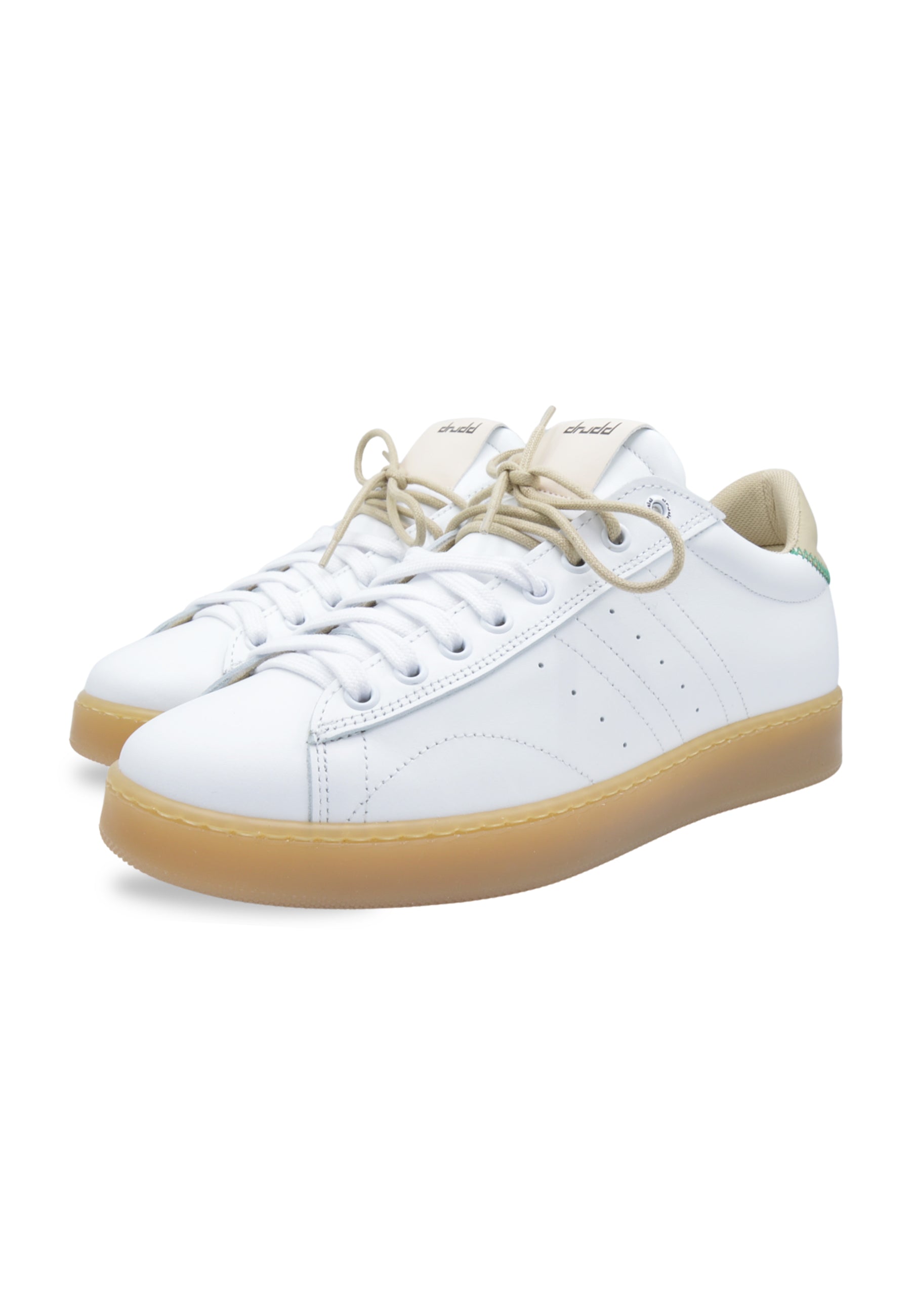 Sneakers in pelle bianca e beige - D-will