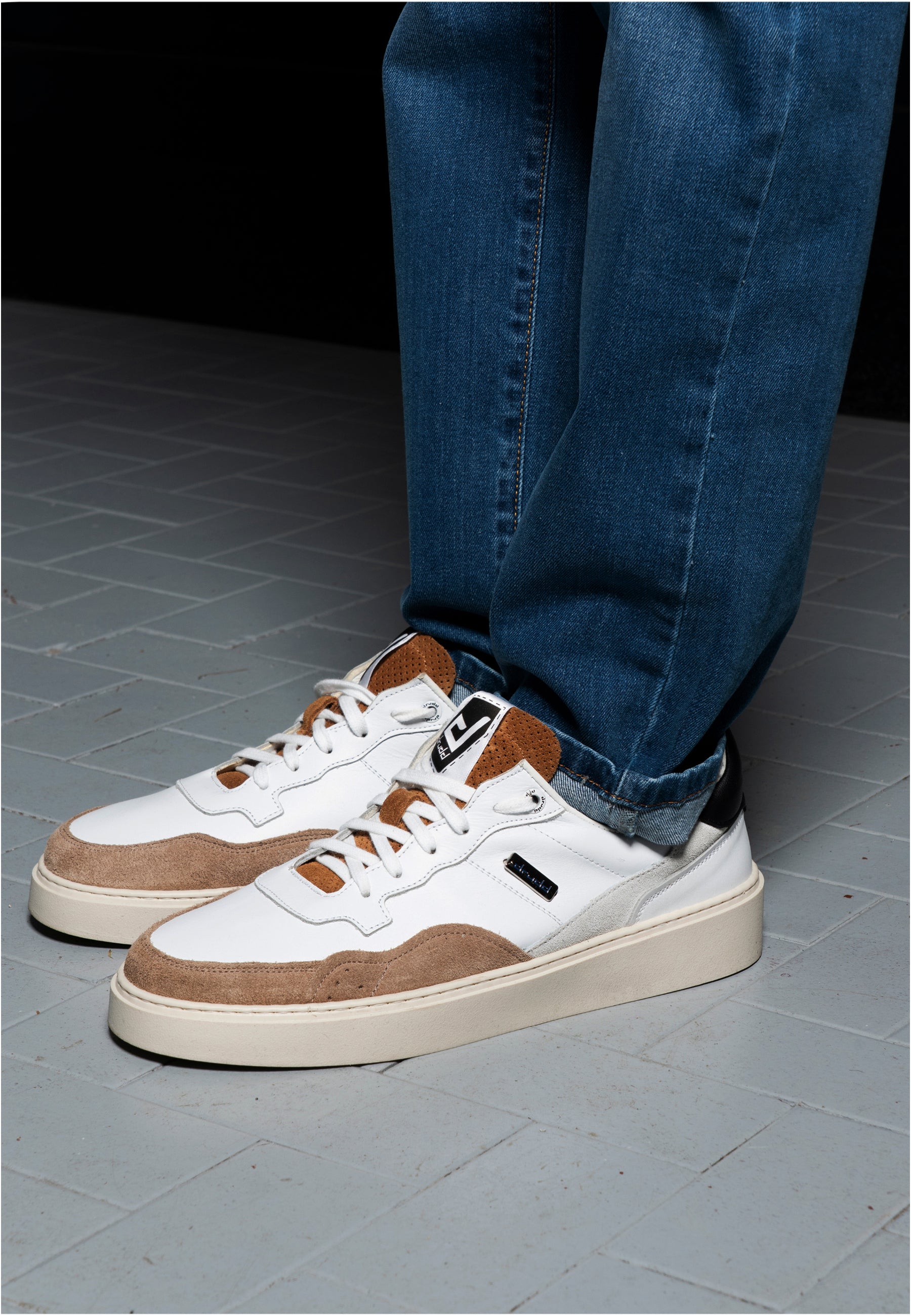 Sneakers in pelle e camoscio white e beige - D-Zeus 2.0