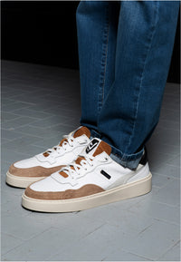 Sneakers in pelle e camoscio white e beige - D-Zeus 2.0