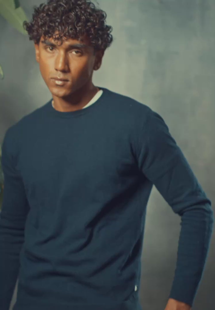 Maglione giro collo misto cashmere - D-Crew blu