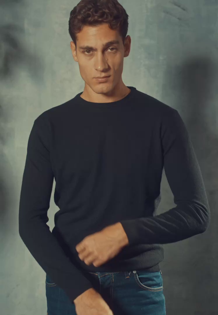 Maglione giro collo misto cashmere - D-Crew Nero