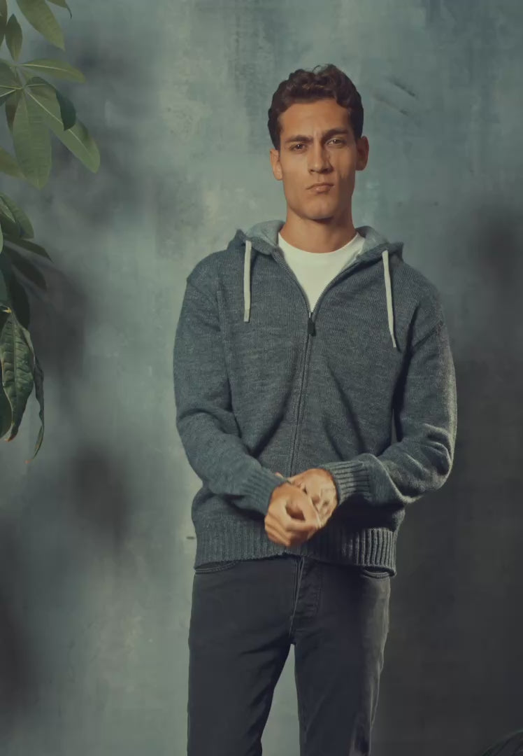 Cardigan con Zip misto Lana - D-Elbert Grigio
